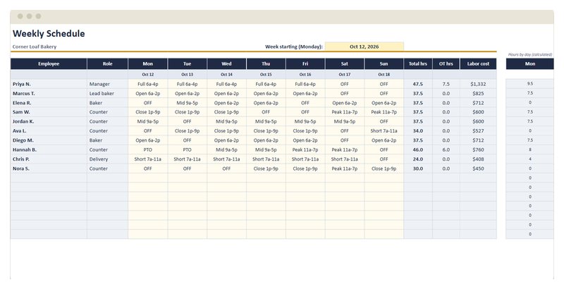 Shift Schedule Maker preview